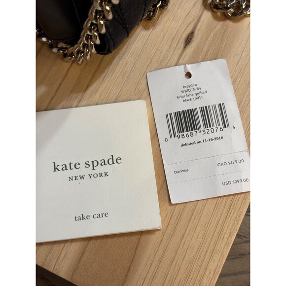 Kate Spade Briar Lane Black Quilted Brayden Crossbody Bag Convertible Backpack - Picture 16 of 16